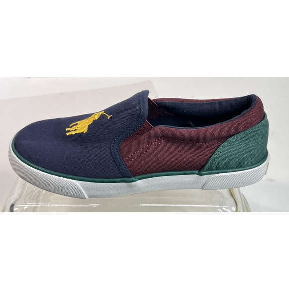 Polo Ralph Lauren Big Pony Sneakers Kids Size 2 Color Block Slip-On Canvas - Picture 14 of 14